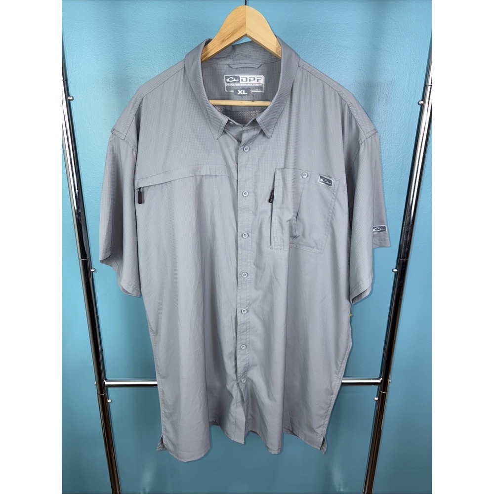Drake DPF Short Sleeve Fishing Shirt Size XL Gray Gorpcore Outdoor Lake Vented